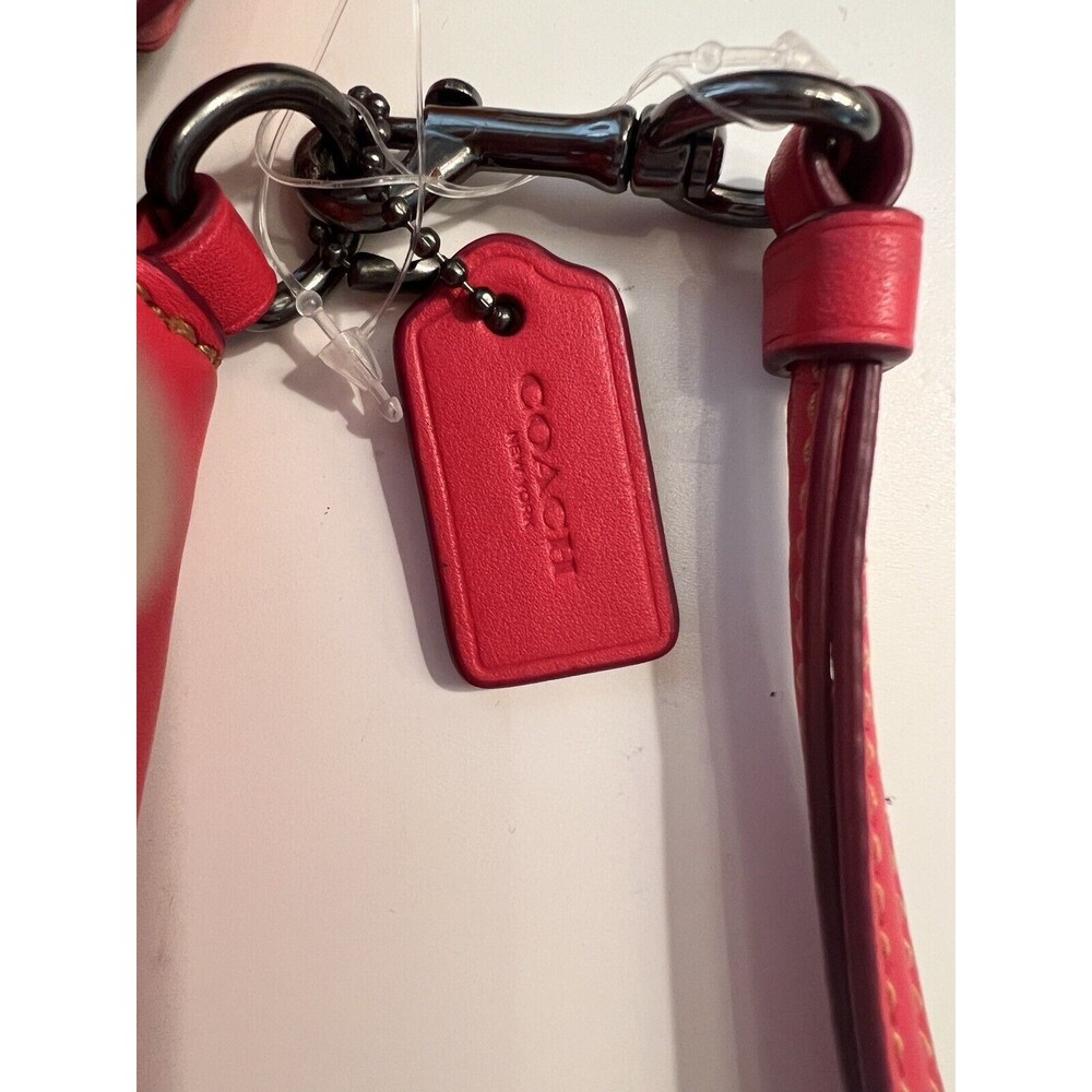 Coach X Disney F59529 Minnie Mouse Wristlet Red Coach Leather Zip Close Strap - Picture 10 of 15